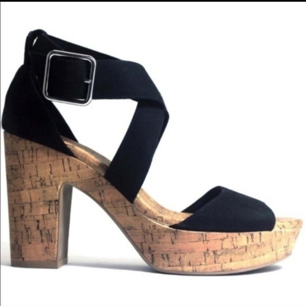 Black Platform Heeled Sandals